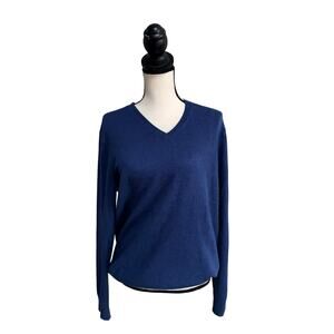 Uniqlo Men’s 100% Cashmere V-Neck Sweater Blue Size M Minimalist Classic